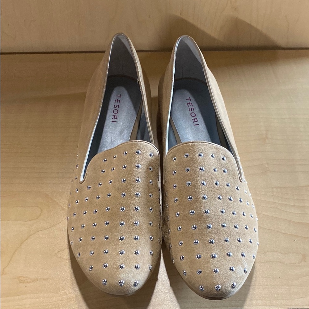 Tesori Tan Flat Shoes